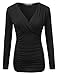 DRESSIS Women's Long Sleeve Fitted Deep V-Neck Surplice Top