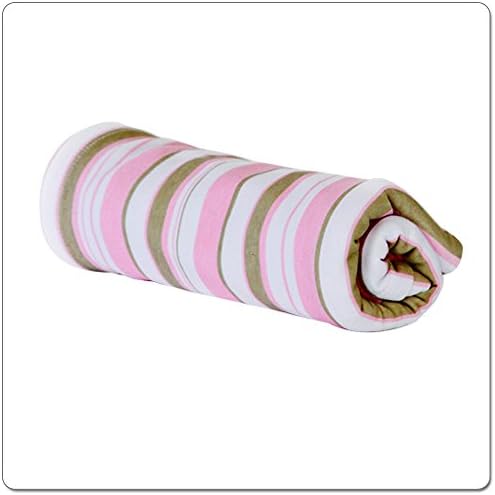 VANCHI Super-Sized Pure Cotton Knit Wrap, Swaddle Blanket, Petal Pink Stripe, Large