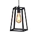 Wideskall Industrial Metal Iron Frame Lantern Mini Hanging Pendant Light 1-Bulb Lighting Fixture, Matte Black Finish, UL Certificated (Square Lantern)
