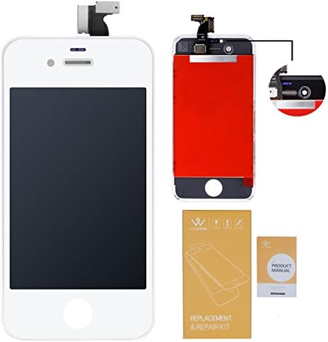 WEELPOWER LCD Touch Screen Digitizer Glass Replacement Assembly for iPhone 4S with Repair Tool (White)