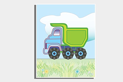 Custom Name Initial Nursery Wall Letters Little Boys Bedroom Transportation Decor Nursery Farm Vehicles Red Tractor Dump Truck Digger 8 x 10 inches Set of 4 Prints