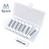 SOXONO AA Batteries 2800mAh Rechargeable High Capacity 1.2V NiMH AA Battery 8 Pack