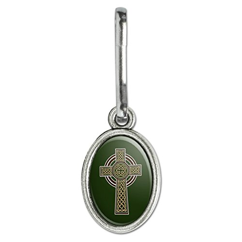 Celtic Christian Cross Irish Ireland Antiqued Oval Charm Clothes Purse Suitcase Backpack Zipper Pull Aid
