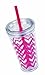 Copco Minimus 24 oz Tritan Insulated Tumbler with Removable Straw - Leak-Resistant Twist-Lock Lid, Double-Wall BPA-Free - Dishwasher Safe Travel Cup for Cold Beverages (Chevron Magenta Pink)