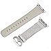 iiteeology Compatible with Apple Watch Band Women Girls, Genuine Leather Sparkly Bling Glitter iWatch Band for Apple Watch SE Series 7 6 5 4 3 2 1, Silver 38mm/40mm/41mm
