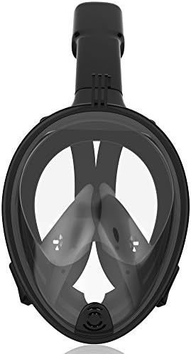 Diving Mask,Xigutech Professional with Anti-Fog and Anti-Leak Technology - Breath Underwater Full Face Snorkeling Mask (Black, S/M)