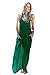 Mixmax Women's Strappy Casual Loose Boho Chiffon Pocket Long Maxi Dress (Medium, Green)
