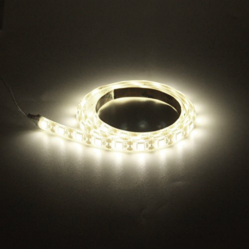 Hukai 4.5V Waterproof 5050 RGB Battery Operated 30 LED/m Flexible Strip Light TV Back Lighting Kit (White)