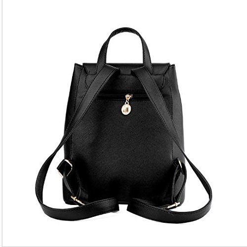 aeoss leather pu black red golden handbag backpack college school travel gym