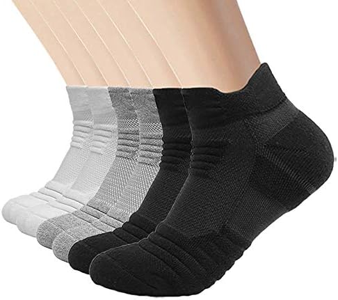 Sport Socks Unisex 6 Pairs Performance Running Low Cut Ankle Athletic Trainer Breathable Cotton Socks for Man & Women