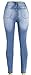Gemijack Women's Cotton Slimming Butt Lift Distressed Jeans Skinny Denim Pants (Large, Blue)