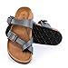 Seranoma Women's Toe Ring Cork Sandal | Classic Ladies Sandal | Flat Footed Dual Adjustable Buckle | Breathable Open Toe Slide | Comfort Grey