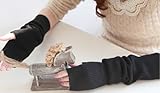 1 X Cookids Unique Hop Thick Women Stretchy Long Arm Cashmere Wool Sleeve Fingerless Gloves Novel Trendy Hip Fashion Gift for Christmas(black)
