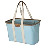 CleverMade 30L SnapBasket LUXE - Reusable Collapsible Durable Grocery Shopping Bag - Heavy Duty Large Structured Tote, Aqua
