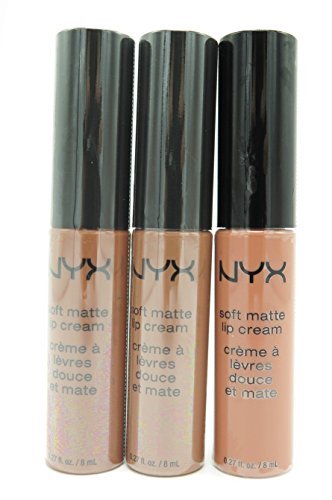 NYX Soft Matte Lip Cream, Stockholm, London, Abu Dhabi - Nude Collection 1, Pack of 3