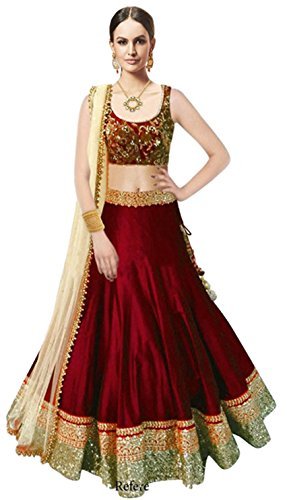 akshar fashion women's cotton lehenga (red_free size)