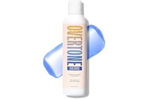 oVertone Haircare Blue Toning Conditioner - Neutralizes Brassiness for Blonde to Light Brown Hair - Deeply Hydrating Formula with Shea Butter & Coconut Oil - Vegan, Cruelty-Free, Paraben-Free - 8 oz