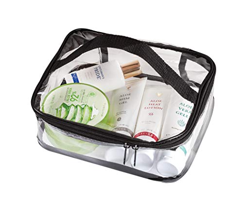 Clear Travel Cosmetic Bag Makeup Pouch, Train Case Organizer with Top Handle Large 1 Clear Travel Cosmetic Bag Makeup Pouch, Train Case Organizer with Top Handle Large