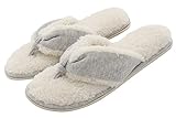 UltraIdeas Women's Comfort French Terry Plush Lining Memory Foam Spa Thong Flip Flops Indoor Slippers House (L /9-10 B(M) US, Gray)