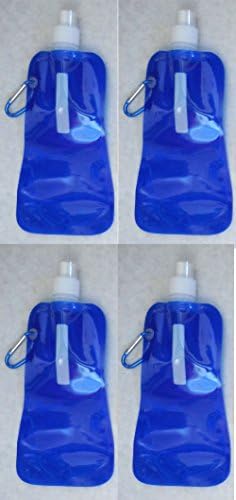 Set of 4 Blue Water2Go Flexible Collapsible Foldable Reusable Water Bottles