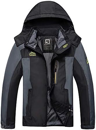 RUNVEL Men's Waterproof Mountain Jacket Windproof Outdoor Multi-Pockets Winter Fleece