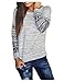AuntTaylor Womens Crewneck Bohemian Contrast Color Long Sleeve Tunic Shirts