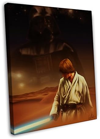 STAR WARS A NEW HOPE Movie Luke Skywalker Darth Vader Tatooine Painting Awesome Art Artwork By Richard Williams 12x8 inches (30x20 cm) Framed Canvas Print