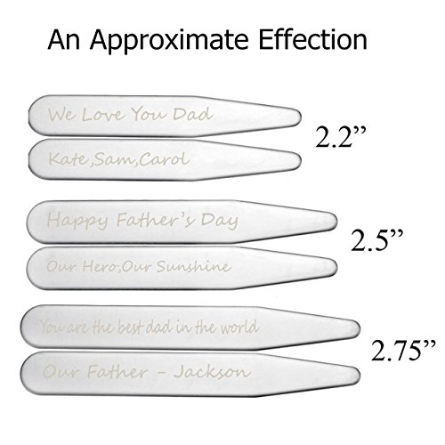 Personalized Master Free Engraving Custom 6-12pcs 3 Sizes Stainless Steel Collar Stays Mens Dress Shirt Bones Stiffeners+Gift Box - Thumbnail 3