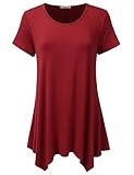 JJ Perfection Women's Short Sleeve Loose Fit Swing Tunic Top T-Shirt RED 2XL