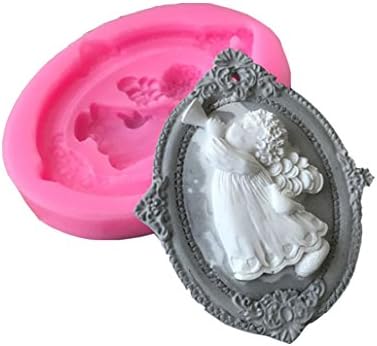 FLYKA Angel Shaped Fondant Mold Silicone Soft Pink Size 5"x4"