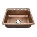 Sinkology SK102-25AC-4 Rosa Drop In Copper Sink 25 In. 4-Hole Single Bowl Copper Kitchen Sink In Antique Copper