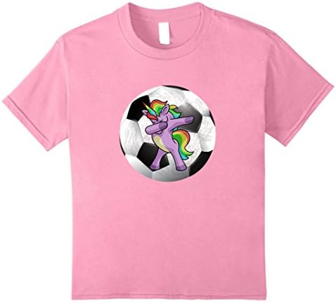 Kids Dabbing Unicorn T-Shirt Funny Soccer Dab Shirt 10 Pink