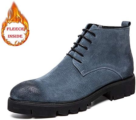 Ruanyi Fashion Winter Boots, Casual Youth Classic British Style Faux Fleece Inside High Top Side Zipper Boots For Male (Color : Warm Gray, Size : 6 UK)