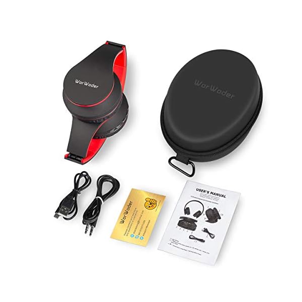 Wireless-Bluetooth-Over-Ear-Stereo-Foldable-Headphones-Wireless-and-Wired-Mode-Headsets-with-Soft-Memory-Protein-EarmuffsBuilt-in-Mic-for-Mobile-Phone-TV-PC-Laptop-BlackRed Wireless Bluetooth Over Ear Stereo Foldable Headphones, Wireless and Wired Mode Headsets with Soft Memory-Protein…