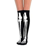Halloween Skeleton Gloves Knee Length Socks Blood Printed for Party