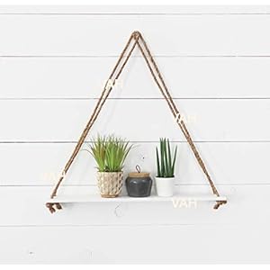 VAH- Kya Bat Hai !! AH Wall Hanging Wood Floating Rustic Rope Plant Shelves for Home Décor