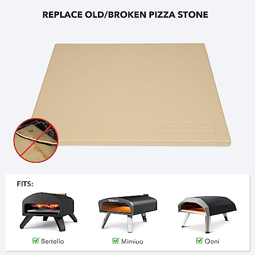Mimiuo Rectangular Cordierite Pizza Stone for Ooni, for Preparing Bread, Tarte Flambée and Pizza, for Oven and Barbecue, Oven and Grill, Gas, 33 x 33 cm