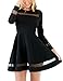 Grapent Women's Black Cocktail Long Sleeve Mesh A-line Skater Short Dress Casual