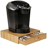 Mind Reader 36 Capacity Bamboo K-Cup Single Serve Coffee Pod Storage Drawer Organizer, Brown