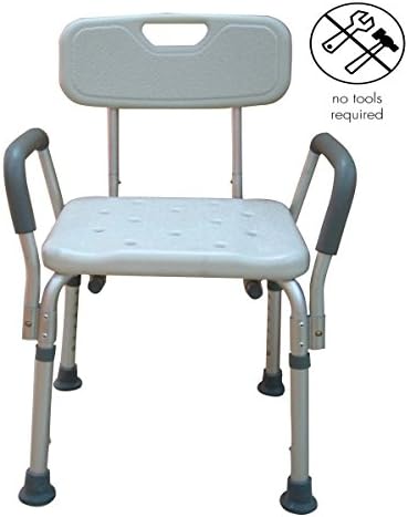 Tool-free Spa Bath Tub Bathtub Shower Chair Seat Bench -White Bath Bench with arms