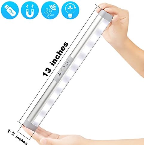 Closet Light Motion Sensor Light, USB Rechargeable Portable Wireless Light, Magnetic Stick-on Anywhere LED Night Light Bar,Cordless Cabinet Lights for shelf,counter,wardrobe