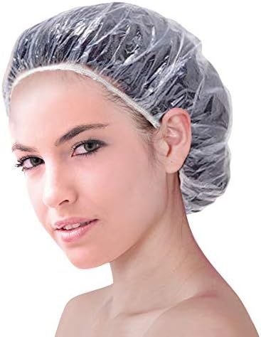 Disposable Shower Caps,MASWATER 100 Pcs Plastic Waterproof Clear Bath Caps Shower Hair Caps for Home Use,Women Spa,Hotel and Hair Salon, Portable Travel Normal Size