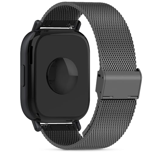 CHULN Metal Strap Compatible with Redmi Watch 5 Active/Redmi Watch 5 Lite, Adjustable Stainless Steel Bracelet, 22 mm, Black, 5.5 Inches-8.7 Inches (139 mm-220 mm), Milanese, Compression Moulding