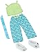 Fibre Craft The Springfield Collection Pajama Outfit, Green Top, Dot Pants, Slippers and Ribbon