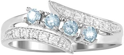 ArtCarved Starlight Simulated Aquamarine Birthstone Women's Ring, Sterling Silver, Size 11