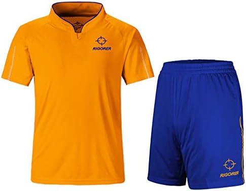 RIGORER Short-Sleeve Soccer Uniforms Jersey and Shorts Set Yellow&amp;Blue M