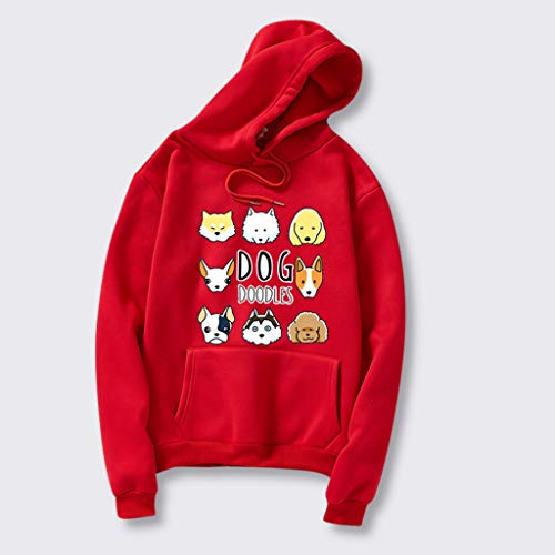Alalaso Women Hoodies Sweater Coat Teen Girls Hooded Sweatshirt Pullover Jumper Outerwear Coat Tops Blouse Red