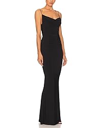 Capuffy Women Drape Neck Formal Maxi Dresses Lace