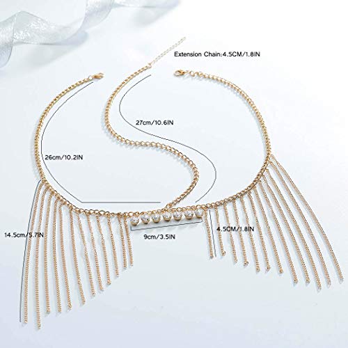 Fdesigner Boho Tassel Head Chain Gypsy Crystal Hair Accessories Halloween Hair Jewelry Festival Hair Jewelry Wedding Head Piece Bridal Headdress for Women (Gold)