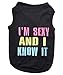 Parisian Pet Dog Tshirt - Embroidered “ I’m Sexy “ Girl Dog Clothes - Breathable and Lightweight Tank Top - Sleeveless Pet Tee Shirts - Machine Washable Shirt for Small Dogs - S